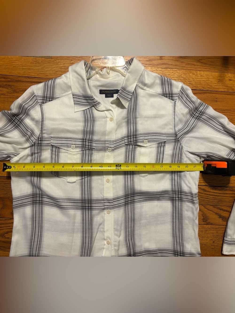 Pendleton Cream and Gray Plaid Button-Up Shirt - Picture 7 of 8